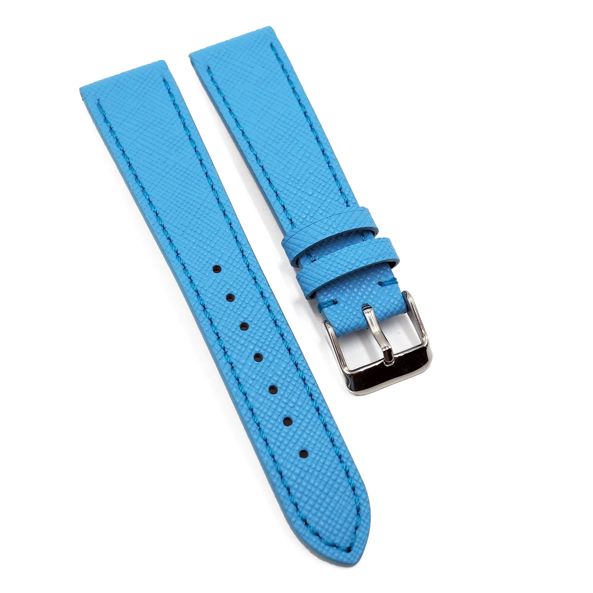 20mm Sky Blue Saffiano Leather Watch Strap