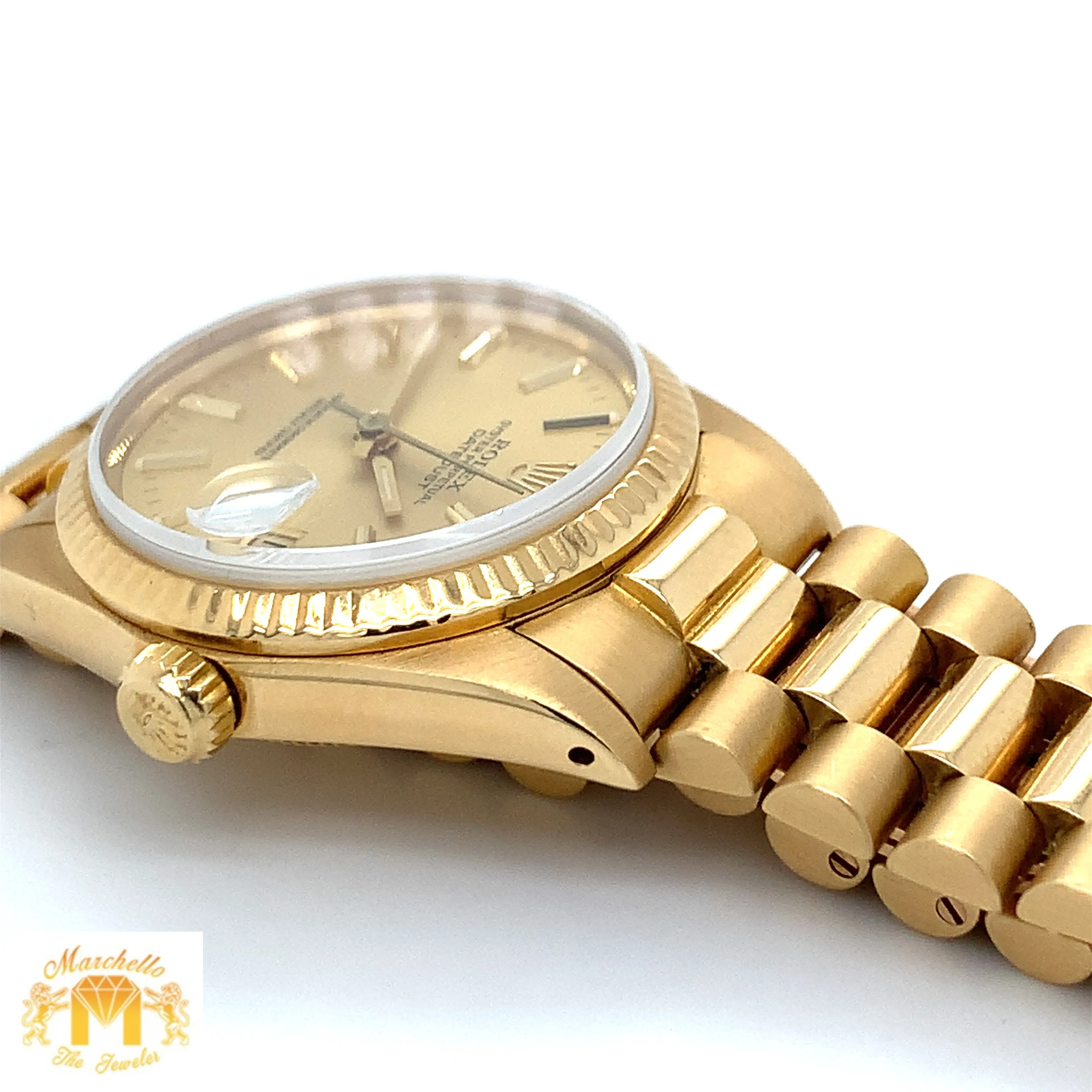 31mm 18k Yellow Gold Rolex Presidential Datejust Watch (fluted bezel)