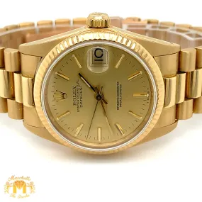 31mm 18k Yellow Gold Rolex Presidential Datejust Watch (fluted bezel)