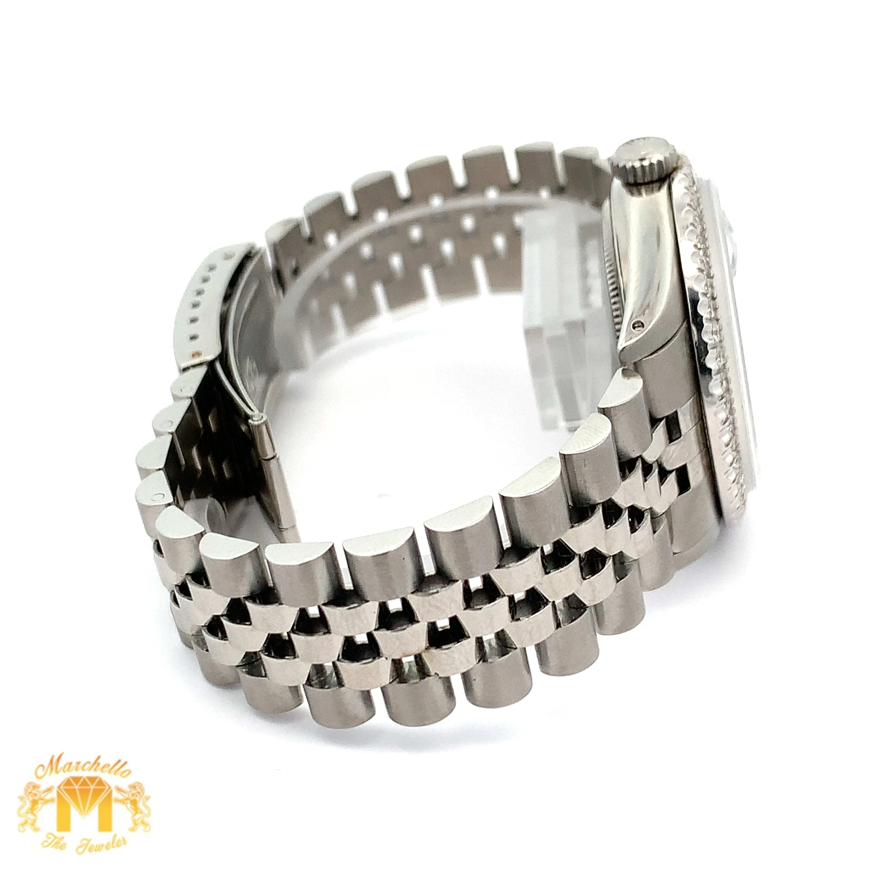 36mm Rolex Diamond Watch with Stainless Steel Jubilee Bracelet (Royal blue dial with diamonds)