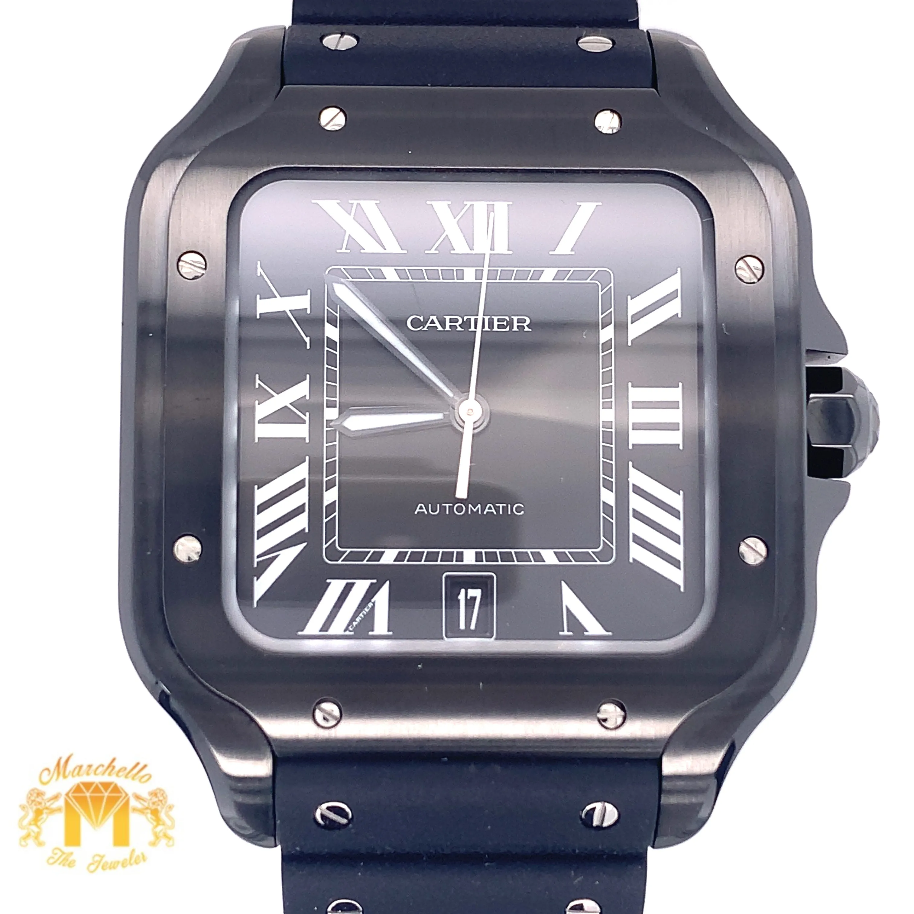 40mm Santos de Cartier Watch with Rubber Band (papers)