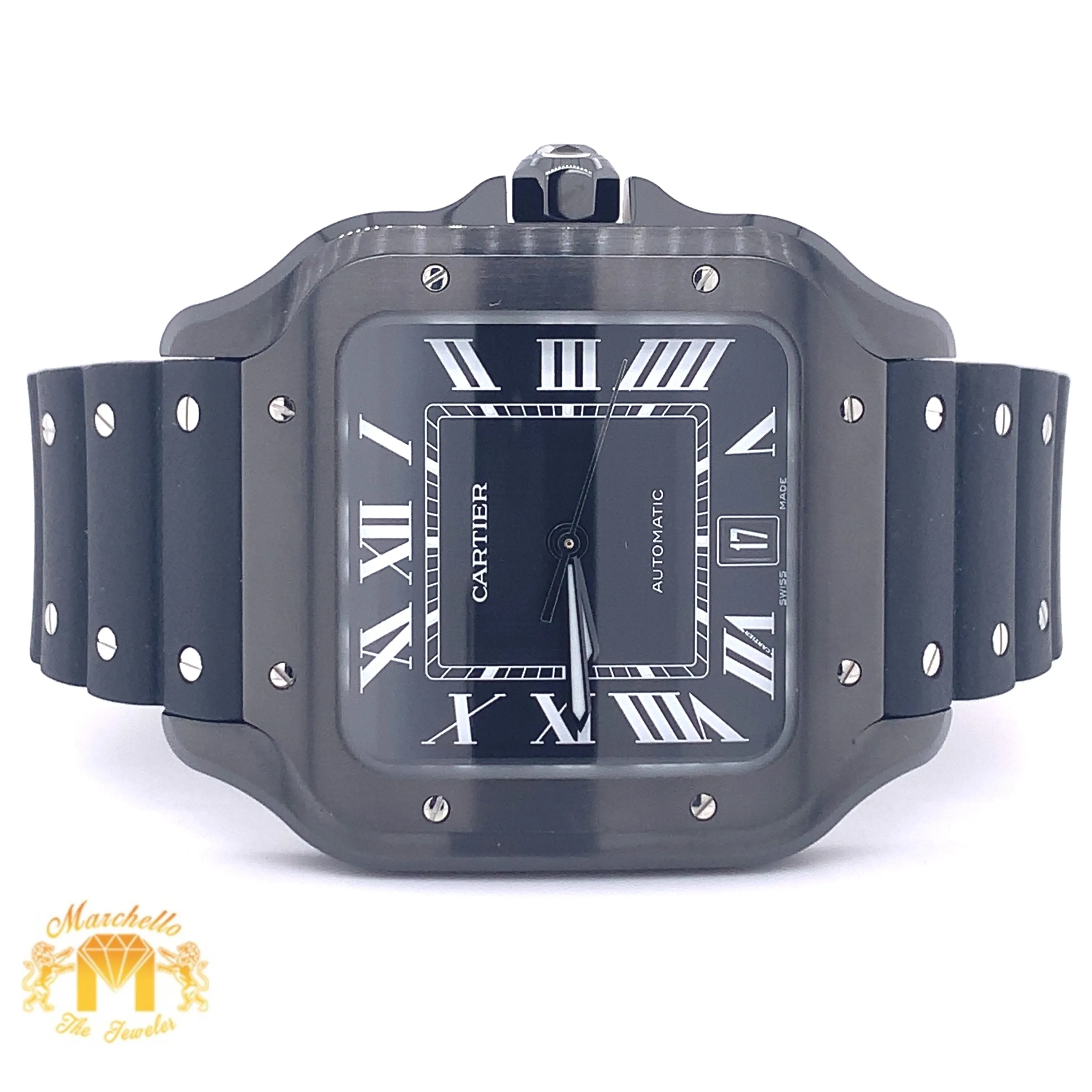 40mm Santos de Cartier Watch with Rubber Band (papers)