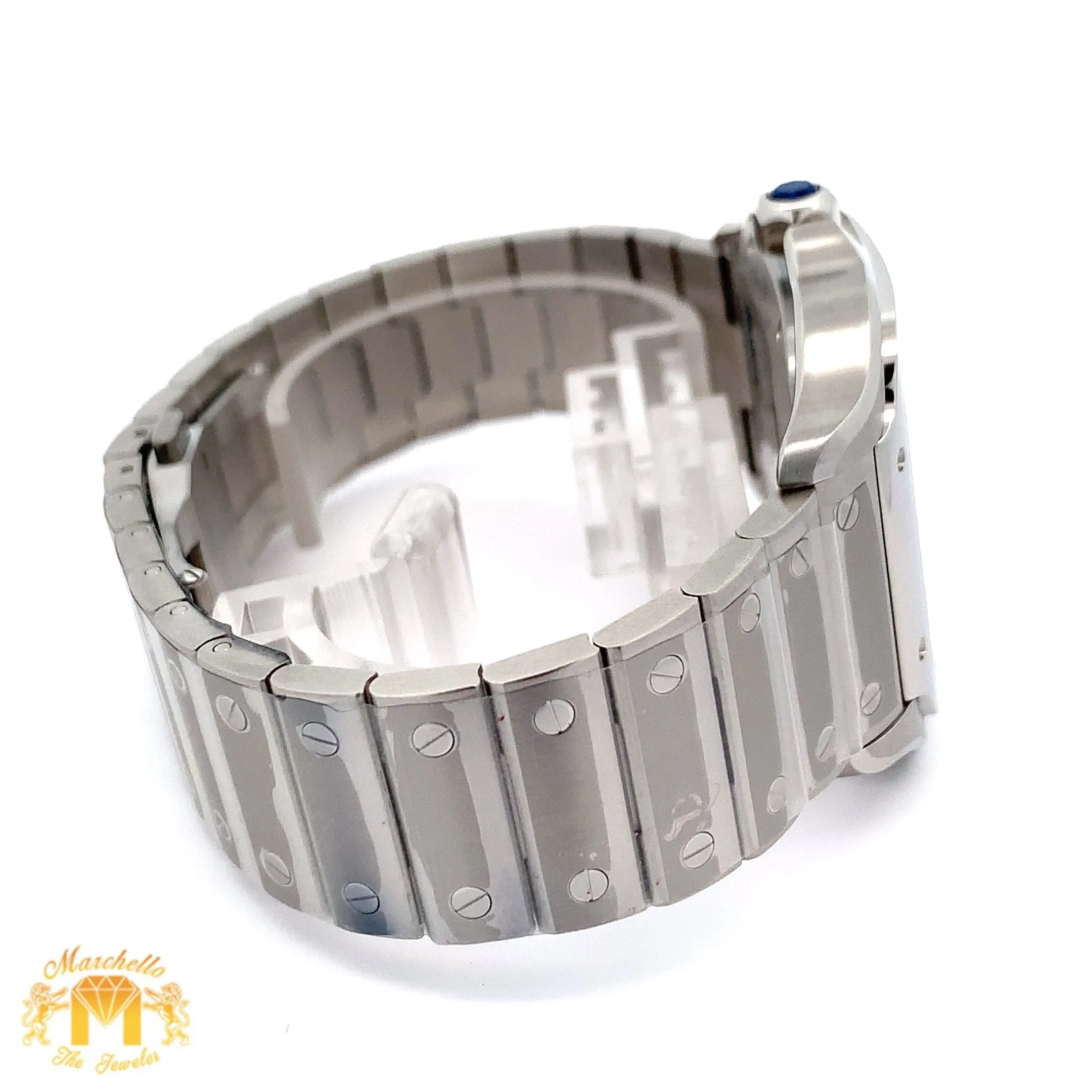 40mm Santos De Cartier Watch with Stainless Steel Bracelet (Diamond Dial)(Model number: WSSA0030 )