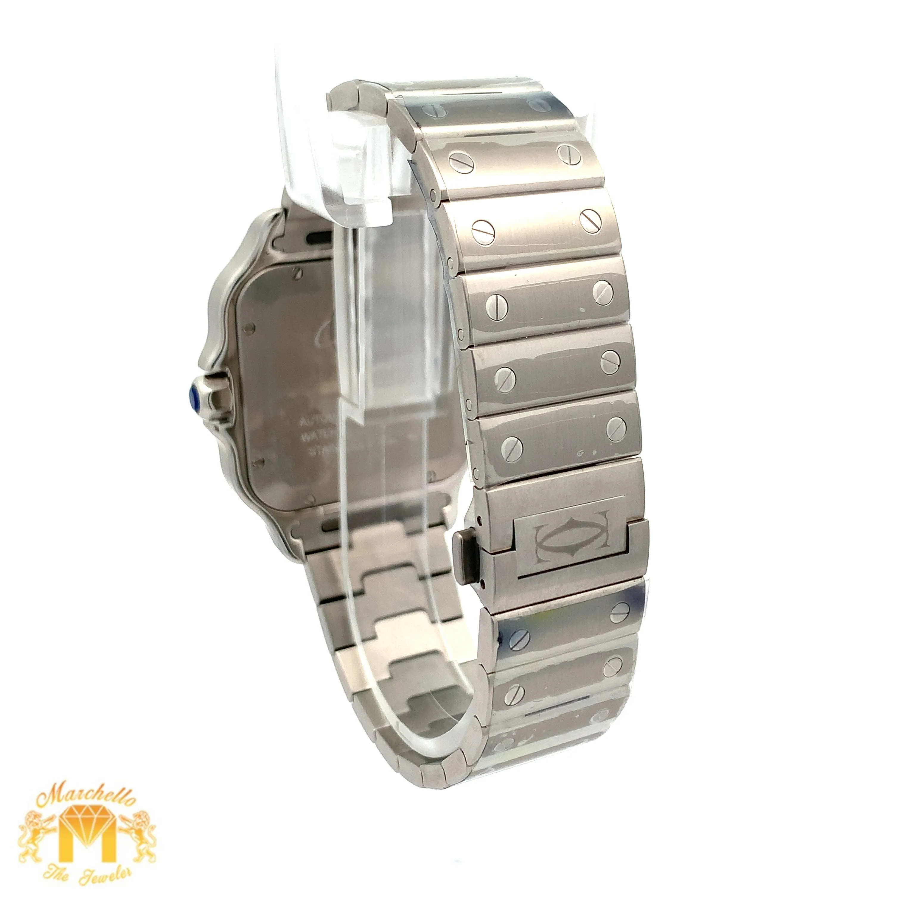 40mm Santos De Cartier Watch with Stainless Steel Bracelet (Diamond Dial)(Model number: WSSA0030 )