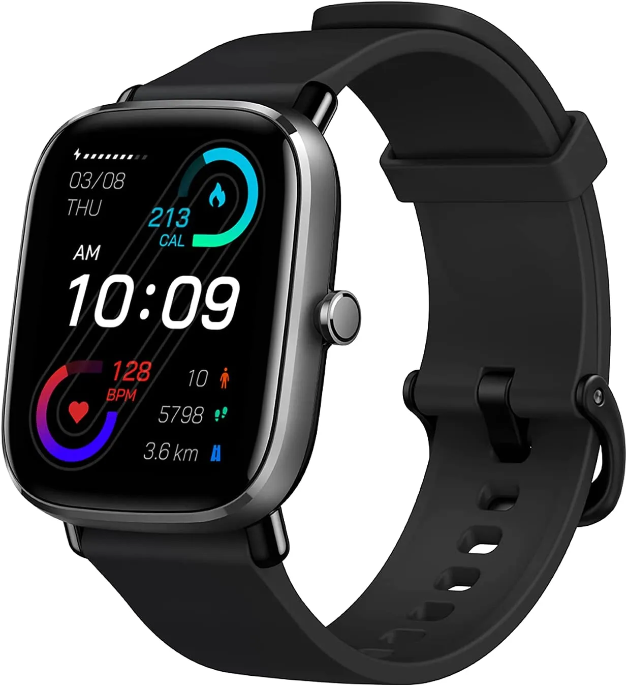 Amazfit GTS 2 Mini Smart Watch GPS Fitness Tracker for Men Women, Alexa Built-in, 14 Days Battery Life, 70  Sports Modes, Blood Oxygen Heart Rate Sleep Monitor, AMOLED Screen, 5 ATM Waterproof-Black