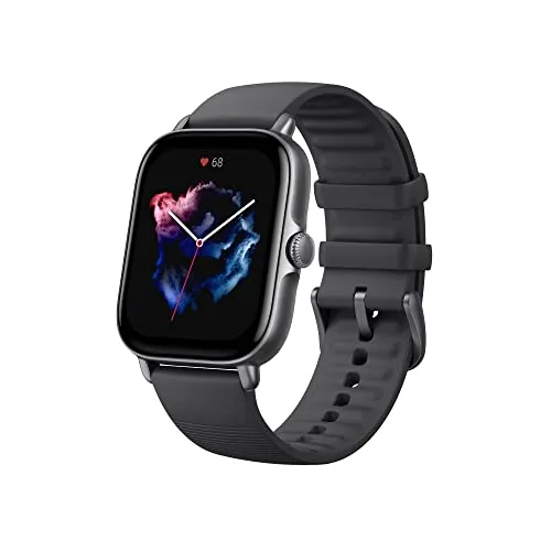 Amazfit GTS 3 Smart Watch for Android iPhone, Alexa Built-in, GPS Fitness Sports Watch with 150 Sports Modes, 1.75” AMOLED Display, 12-Day Battery Life, Blood Oxygen Heart Rate Tracking, Black