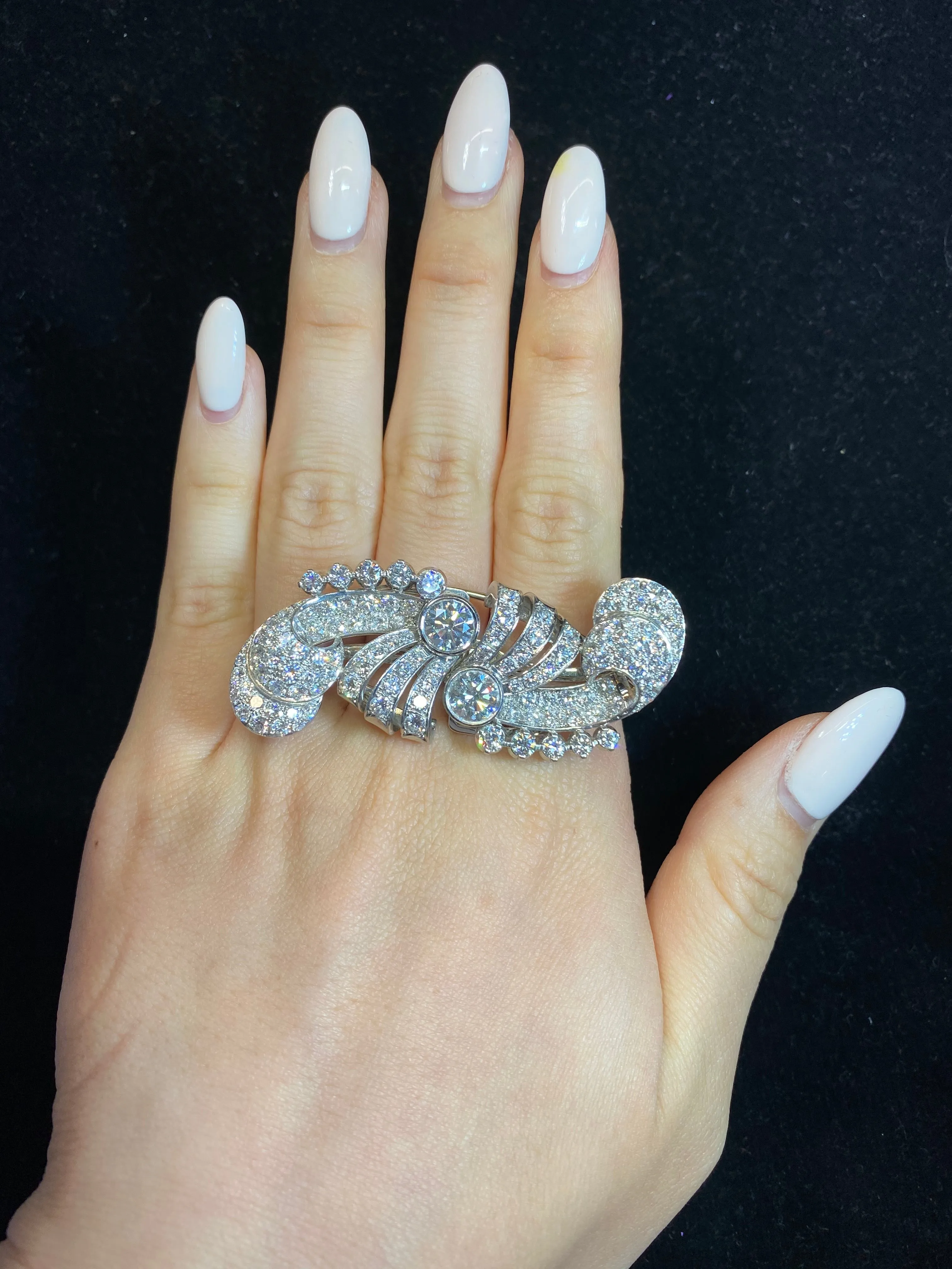 AMAZING Intricate Designer 120-Diamond Platinum Brooch/Pin - $100K Appraisal Value! }