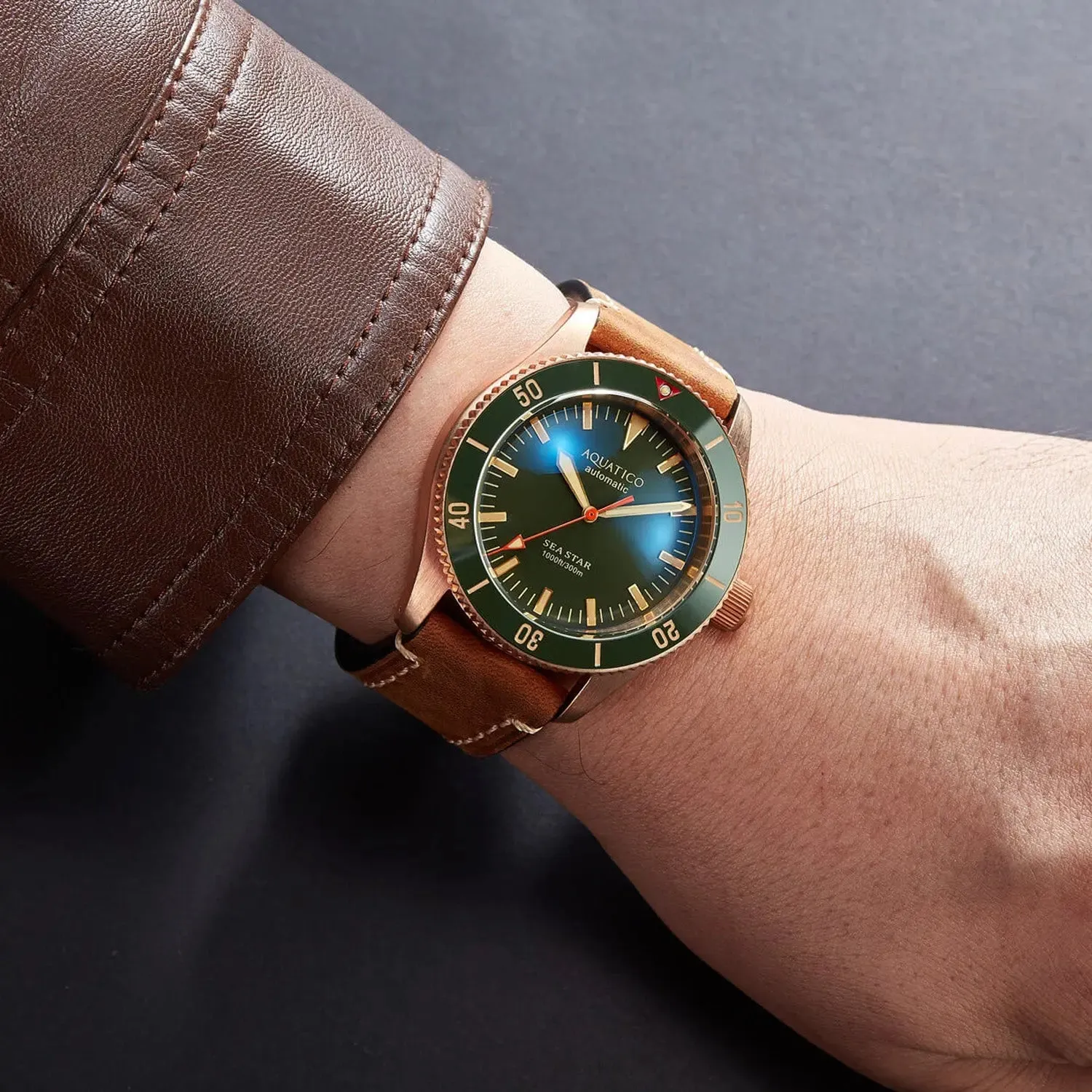 Aquatico Bronze Sea Star Green Dial Watch (NH35 No Date)