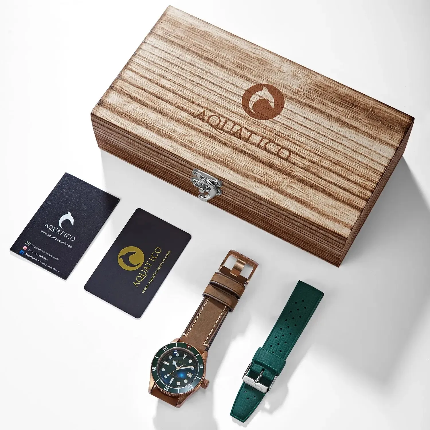 Aquatico Bronze Sea Star Military Green Dial Watch (Ceramic Insert)