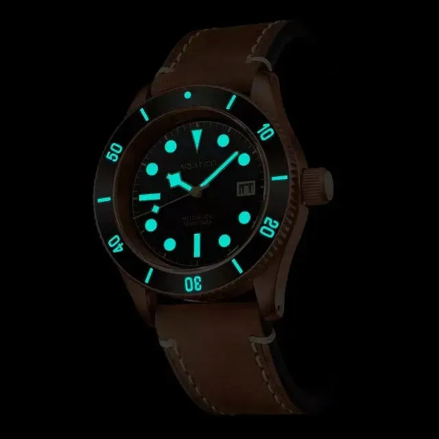 Aquatico Bronze Sea Star Military Green Dial Watch (Ceramic Insert)