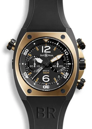 Bell & Ross Watch BR 02 Rose Gold & Carbon Chronograph