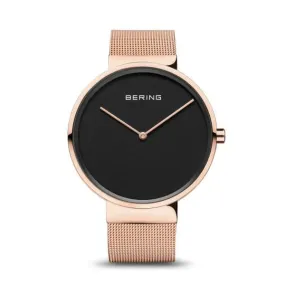 Bering - Classic Collection Unisex Rose Gold Case Black Dial