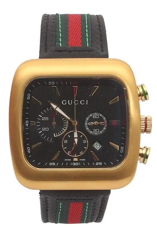 Black Leather Mens Watch