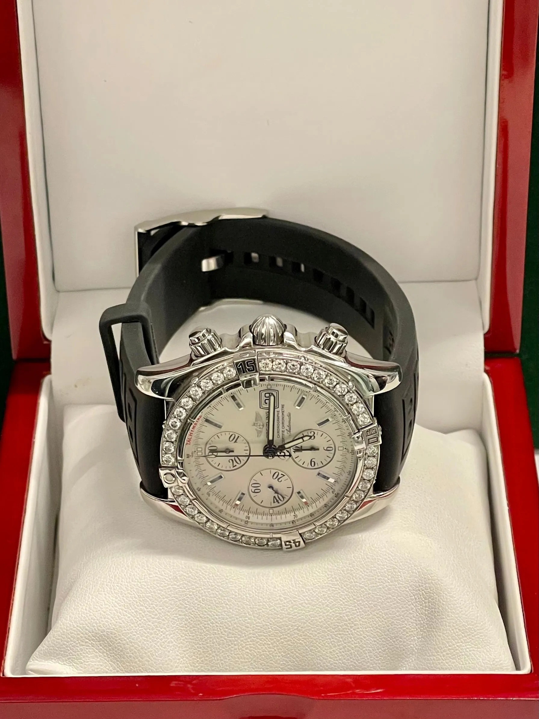 BREITLING Chronograph Automatic Stainless Steel W/ 40 Diamonds- $30K APR w/ COA!