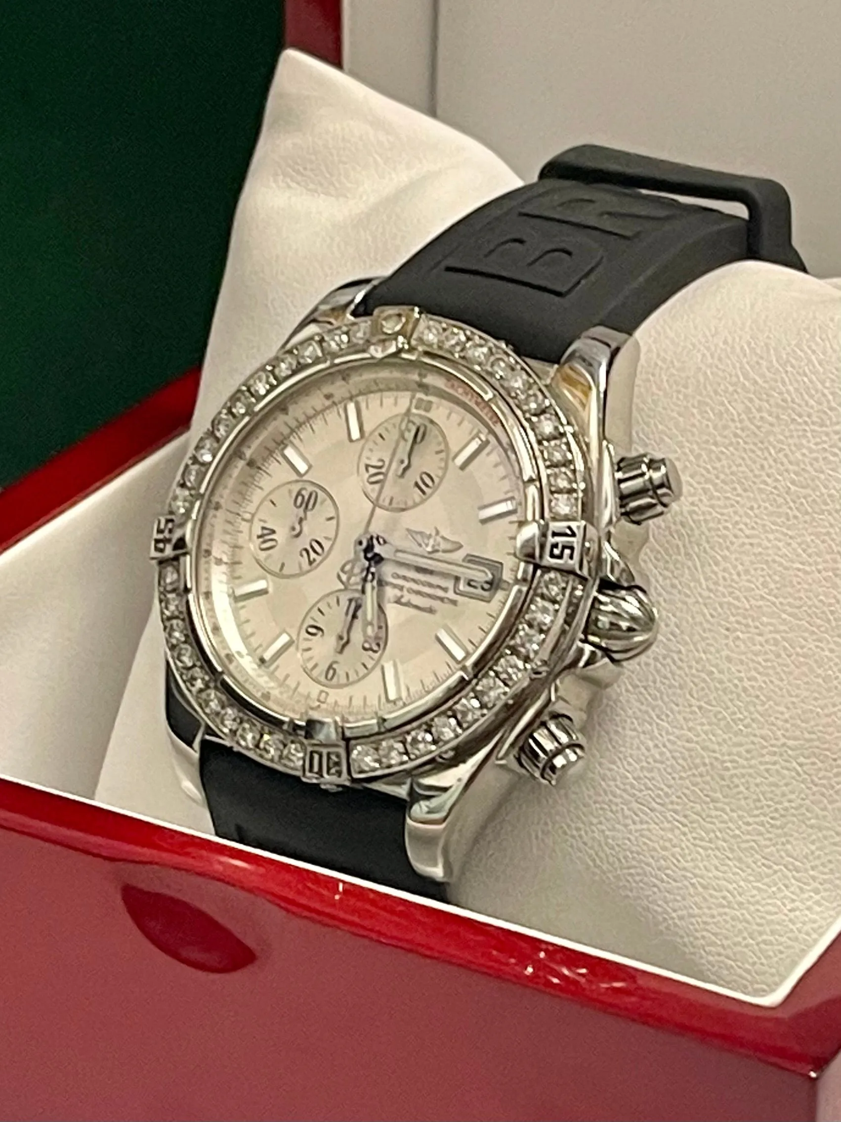BREITLING Chronograph Automatic Stainless Steel W/ 40 Diamonds- $30K APR w/ COA!