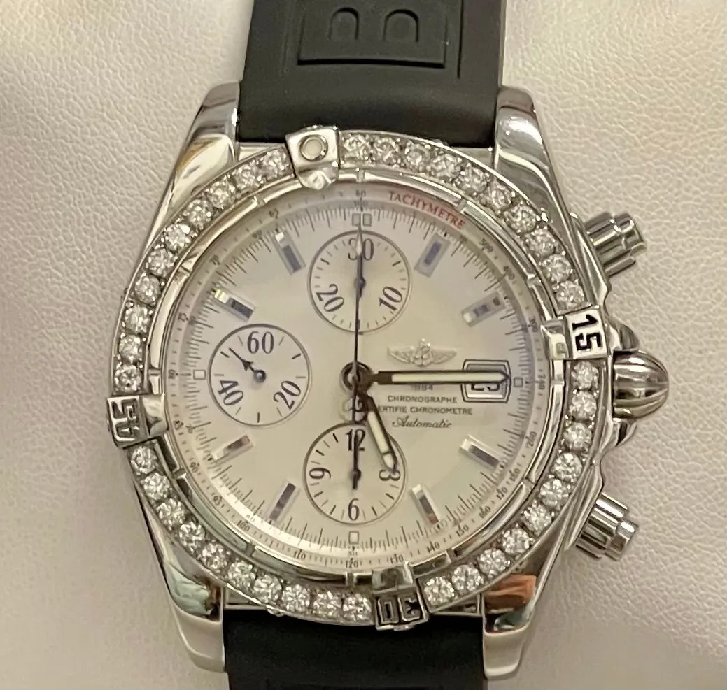 BREITLING Chronograph Automatic Stainless Steel W/ 40 Diamonds- $30K APR w/ COA!
