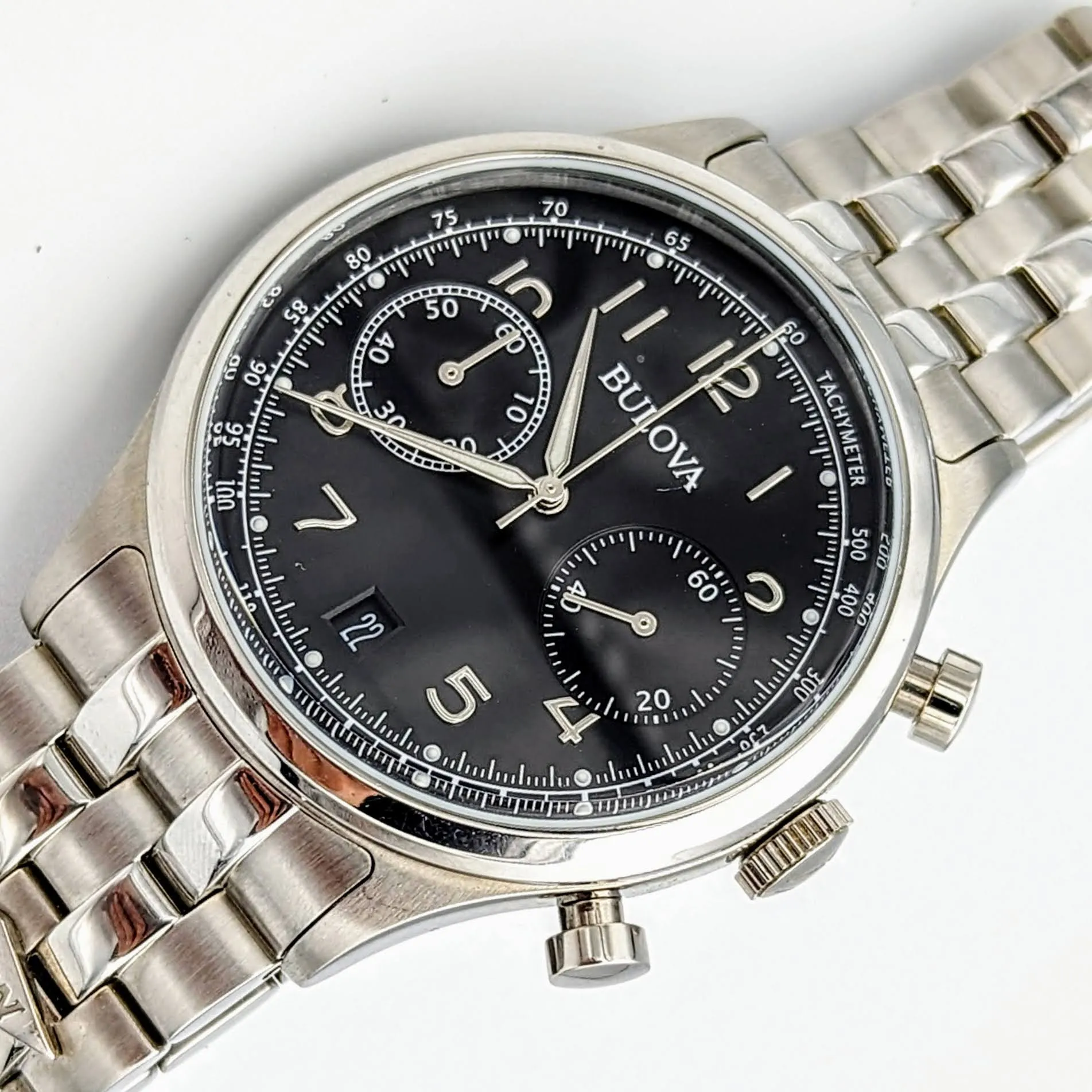 BULOVA Classic Chronograph Watch 43mm Quartz Wristwatch - ALL S.S.