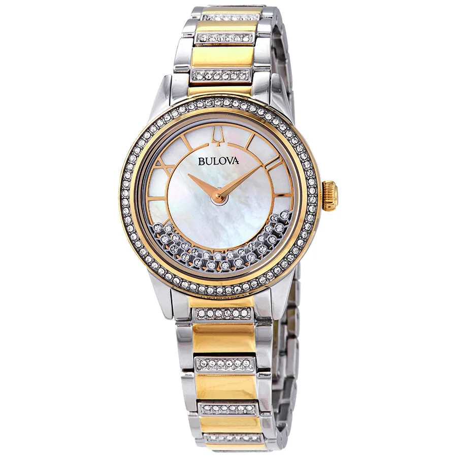 Bulova Crystal Turnstyle Mother of Pearl Dial Two-tone Ladies Watch 98L245