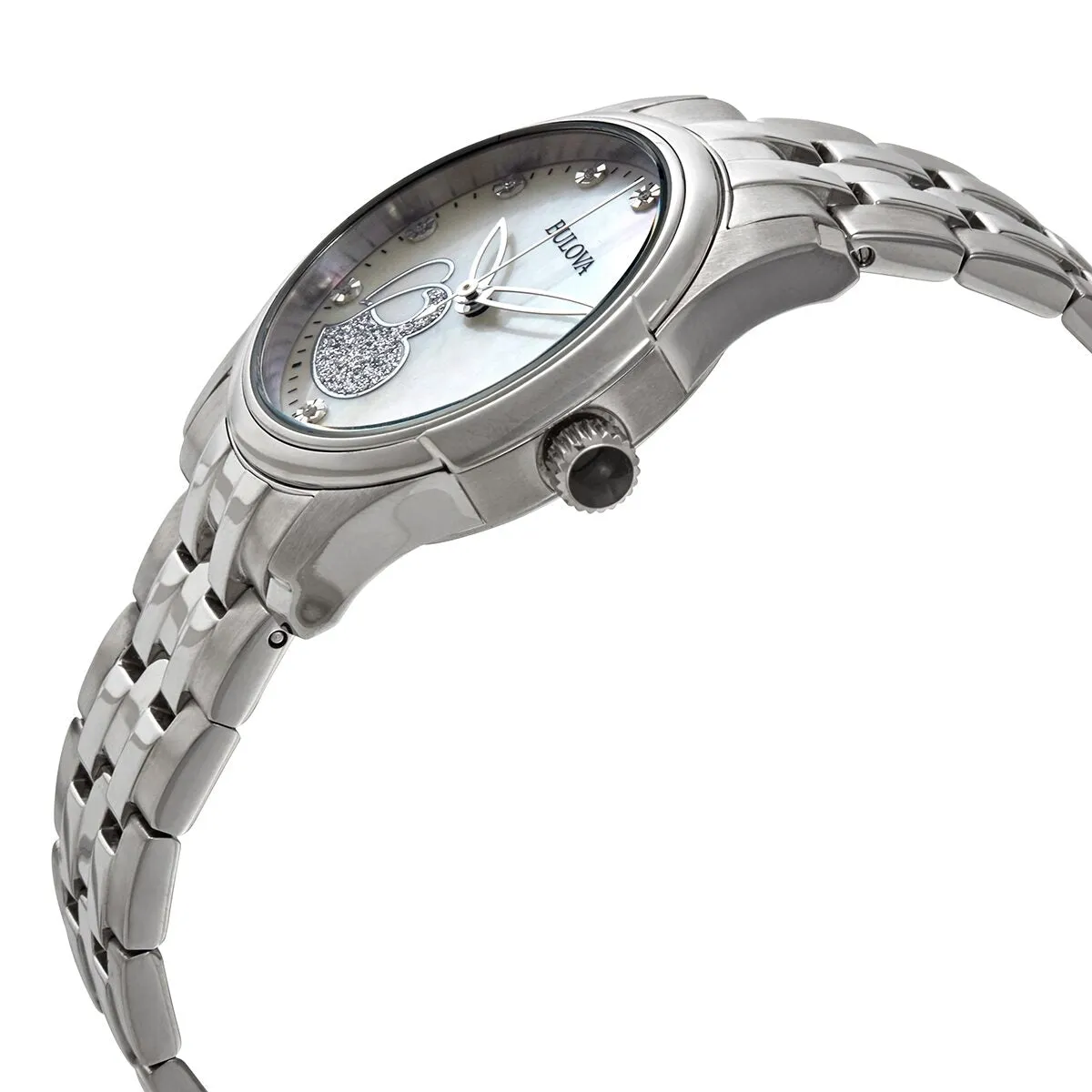 Bulova Quartz Diamond White Mother of Pearl Dial Ladies Watch 96P182