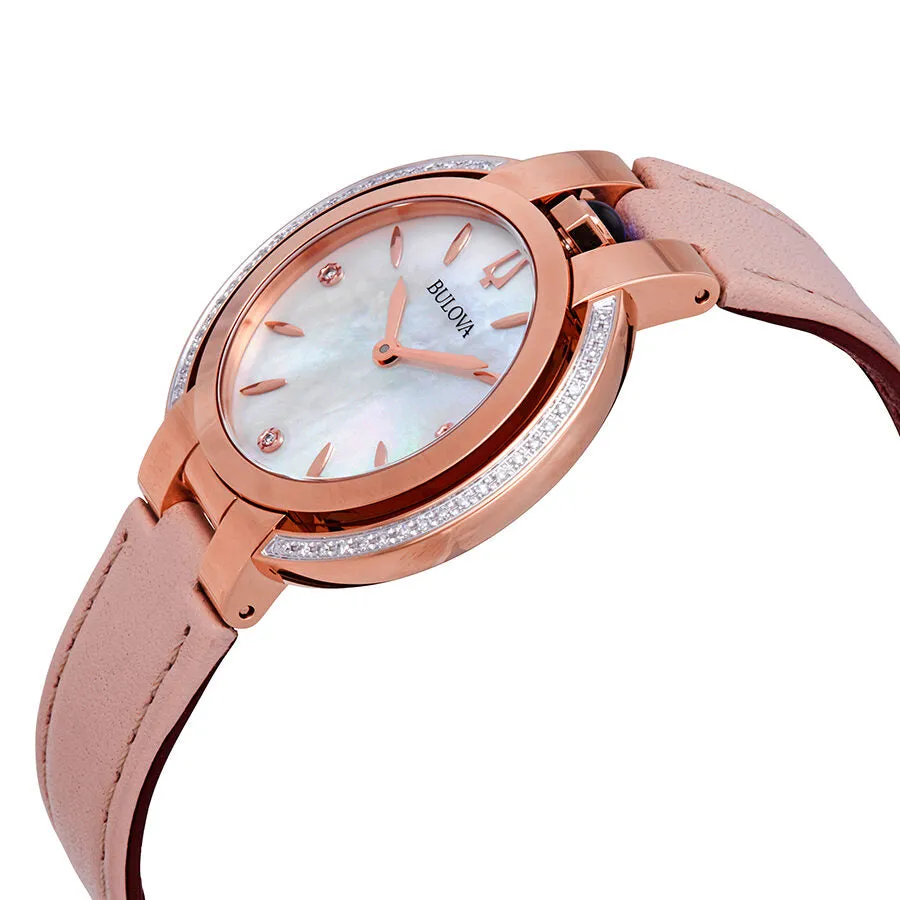 Bulova Rubaiyat White Mother of Pearl Dial Ladies Watch 98R267