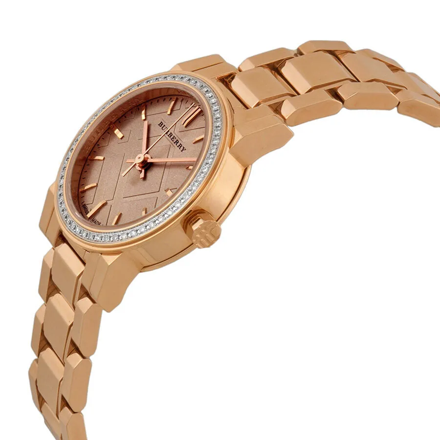 Burberry Rose Dial Diamond-set Bezel Rose Gold-tone Ladies Watch BU9225