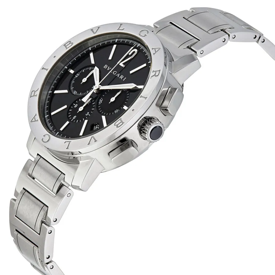 Bvlgari Bvlgari Black Dial Stainless Steel Chronograph Men's Watch 102045
