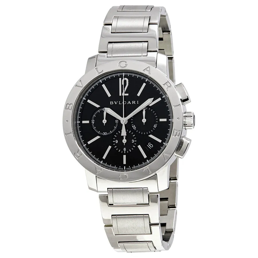 Bvlgari Bvlgari Black Dial Stainless Steel Chronograph Men's Watch 102045