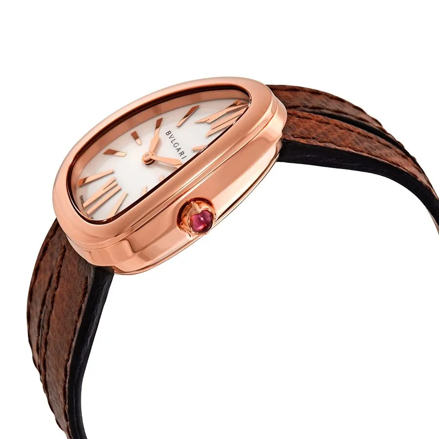 Bvlgari Serpenti White Mother of Pearl Dial Double Spiral Leather Ladies Watch 102919