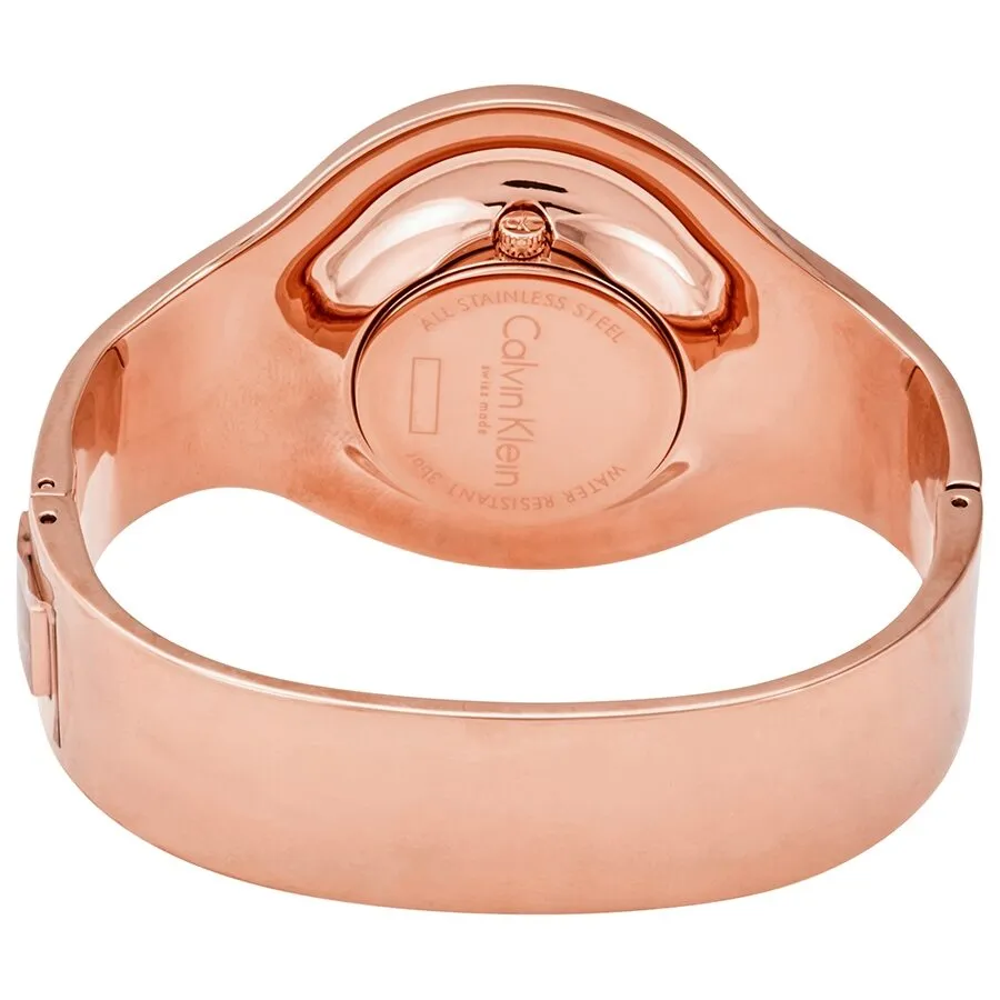 Calvin Klein Seamless Silver Dial Ladies Small Rose Gold-tone Bangle Watch K8C2S616