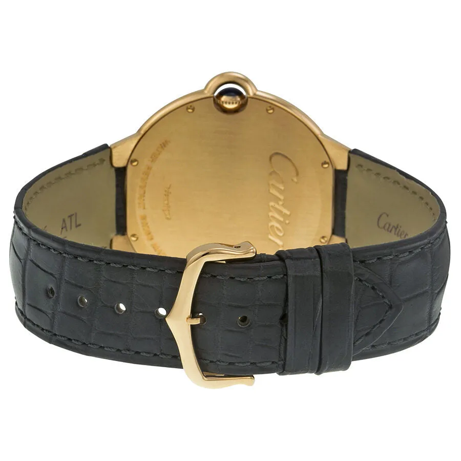 Cartier Ballon Bleu 18kt Rose Gold Mechanical Grey Dial Black Leather Men's Watch W6920089