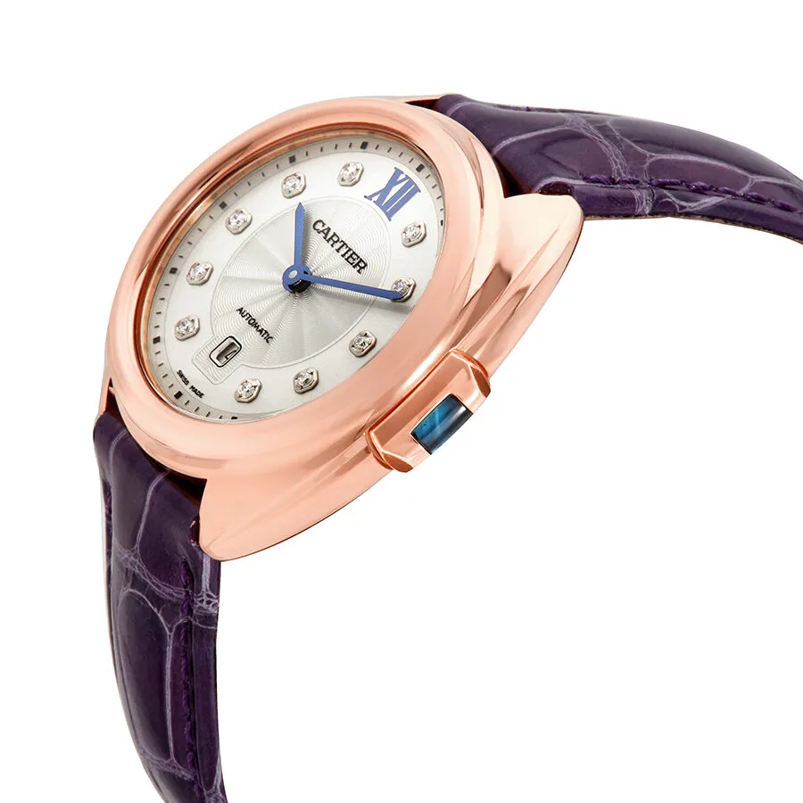 Cartier Cle 18kt Rose Gold Automatic Flinque Sunray Dial Ladies Watch WJCL0031