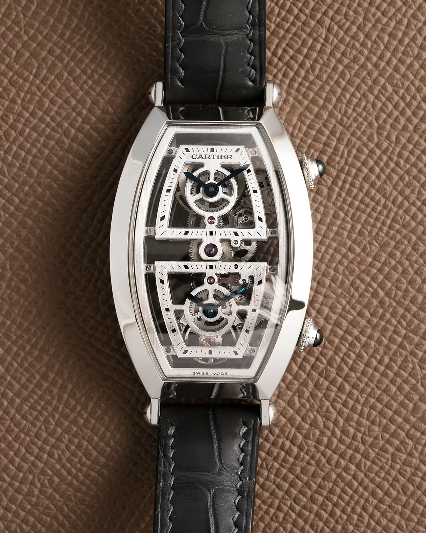 Cartier Privé Tonneau Skeleton Dual Time Platinum