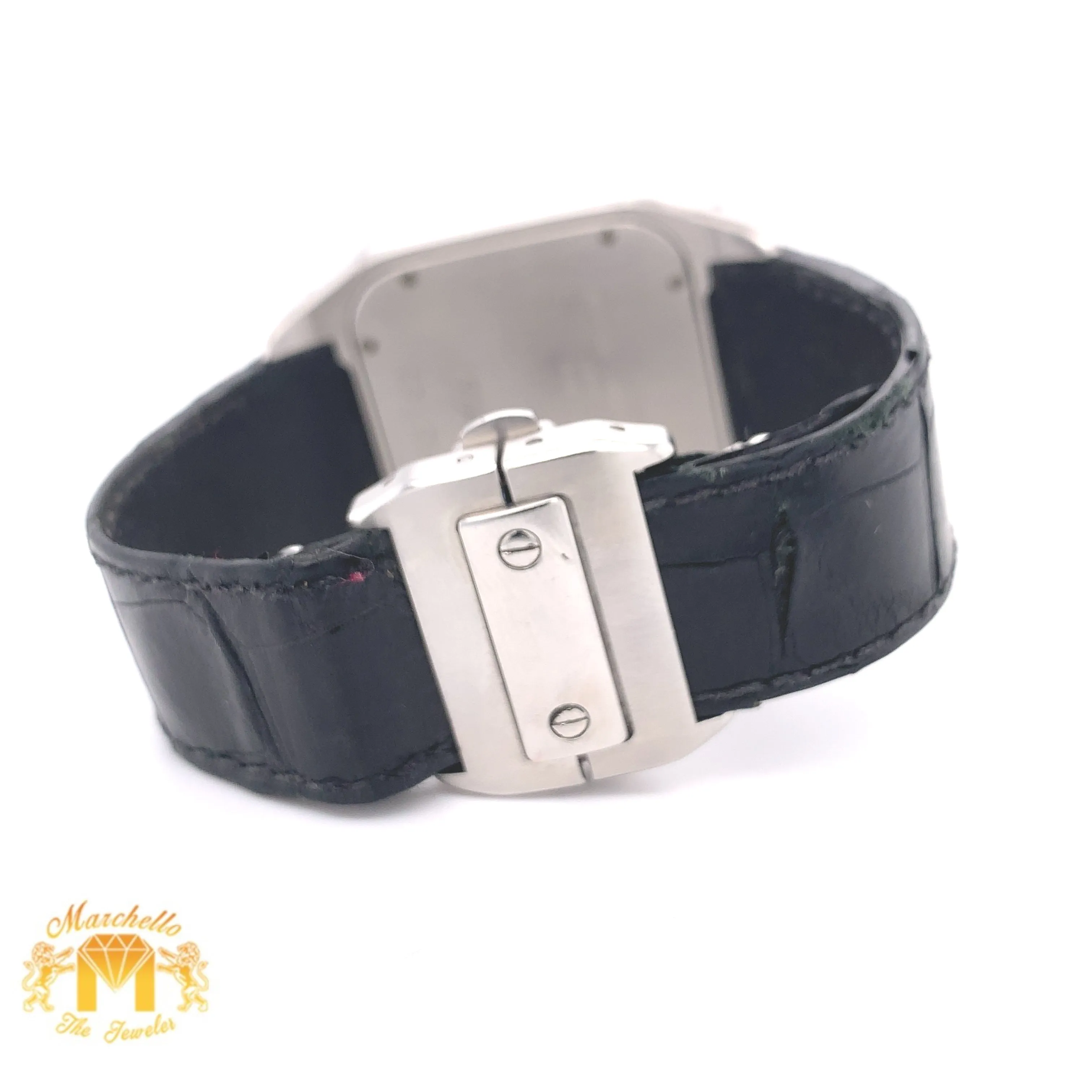 Cartier Santos 100 Watch (40 mm, stainless steel, leather band)