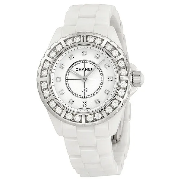 Chanel J12 Diamond Bezel White Ceramic Unisex Watch H2430