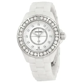 Chanel J12 Diamond Bezel White Ceramic Unisex Watch H2430