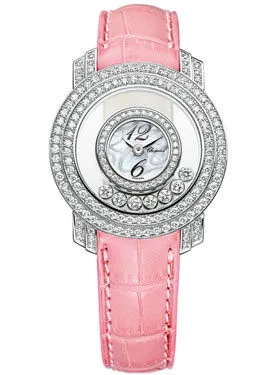 Chopard Happy Diamond Mother of Pearl Dial Pink Leather Strap Ladies Watch 209245-1001