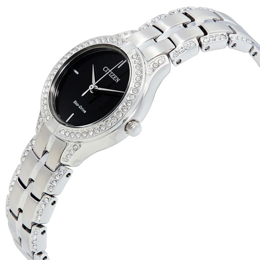 Citizen Silhouette Crystal Black Dial Ladies Watch FE2060-53E