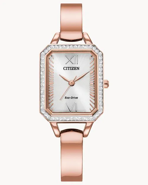 Citizen Silhouette Crystal Silver-Tone Dial Stainless Steel Bangle EM0983-51A