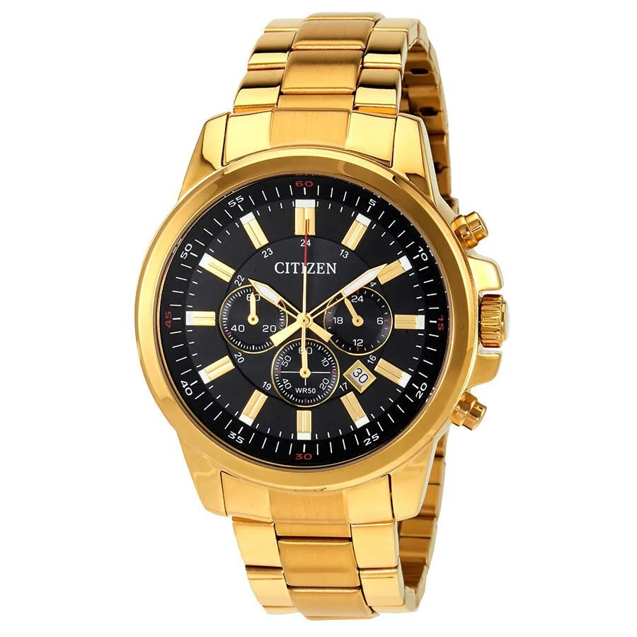Citizen Urban Black Dial Men's Gold Tone Chronograph Watch AN8082-54E