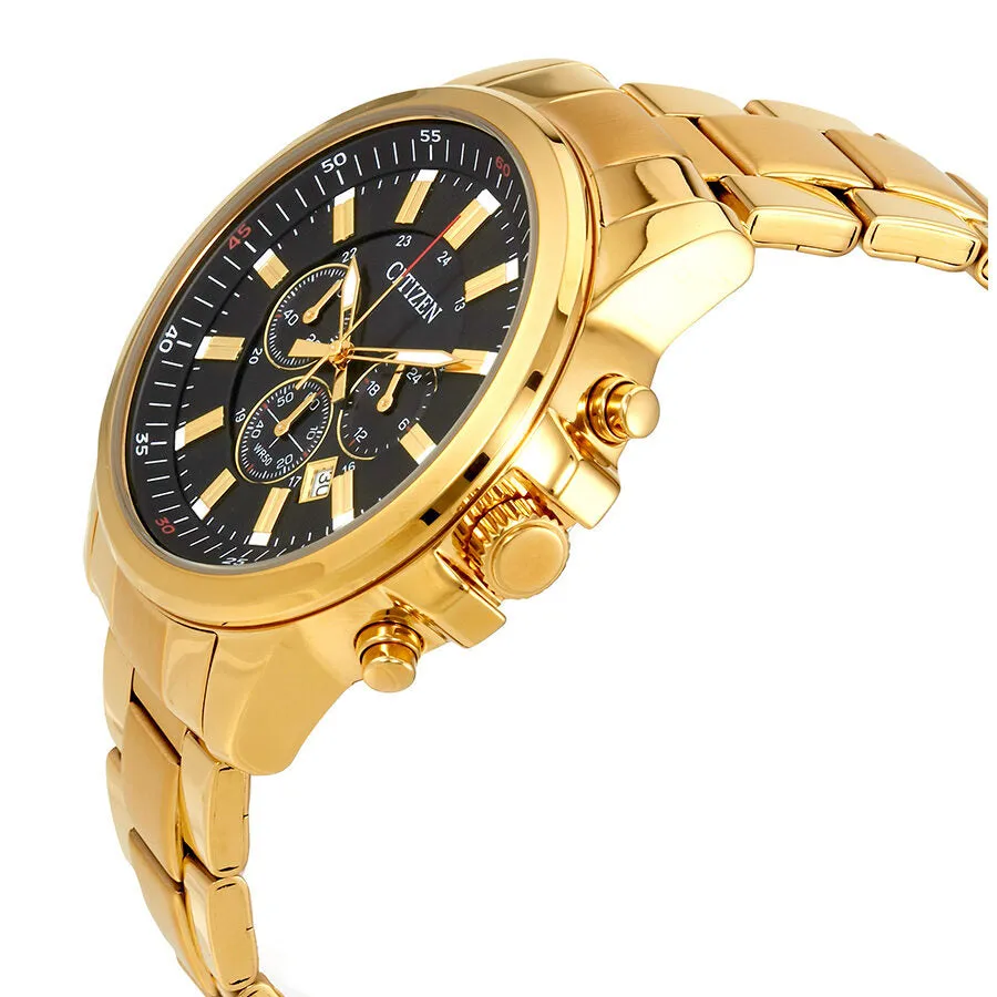 Citizen Urban Black Dial Men's Gold Tone Chronograph Watch AN8082-54E