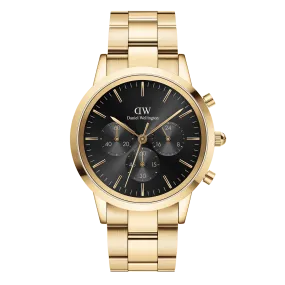Daniel Wellington Iconic Chronograph 42 Link Gold & White Sunray Watch