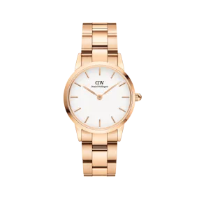 Daniel Wellington Iconic Link 36 Rose Gold & White Watch