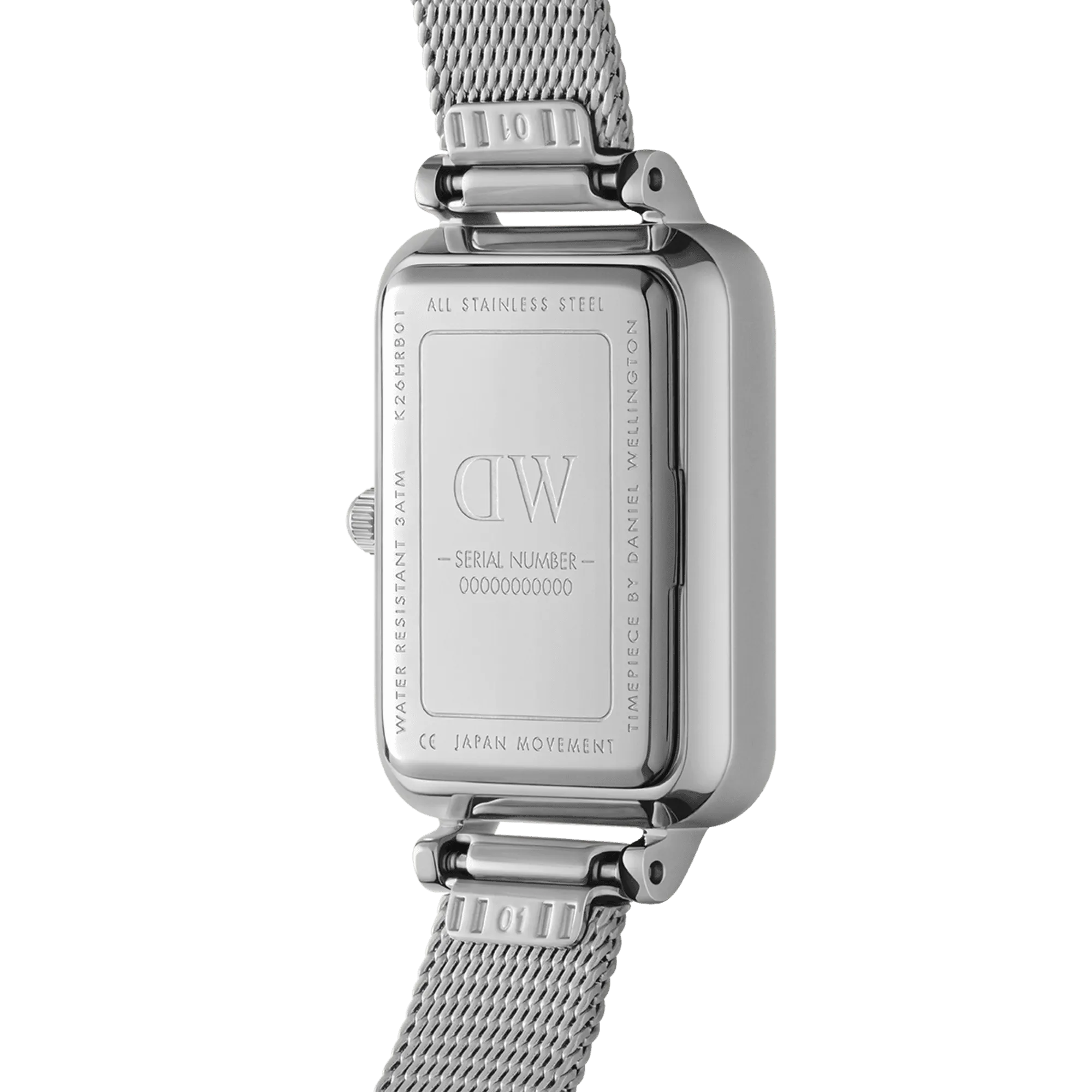 Daniel Wellington Quadro 20X26 Pressed Sterling Silver & White Watch