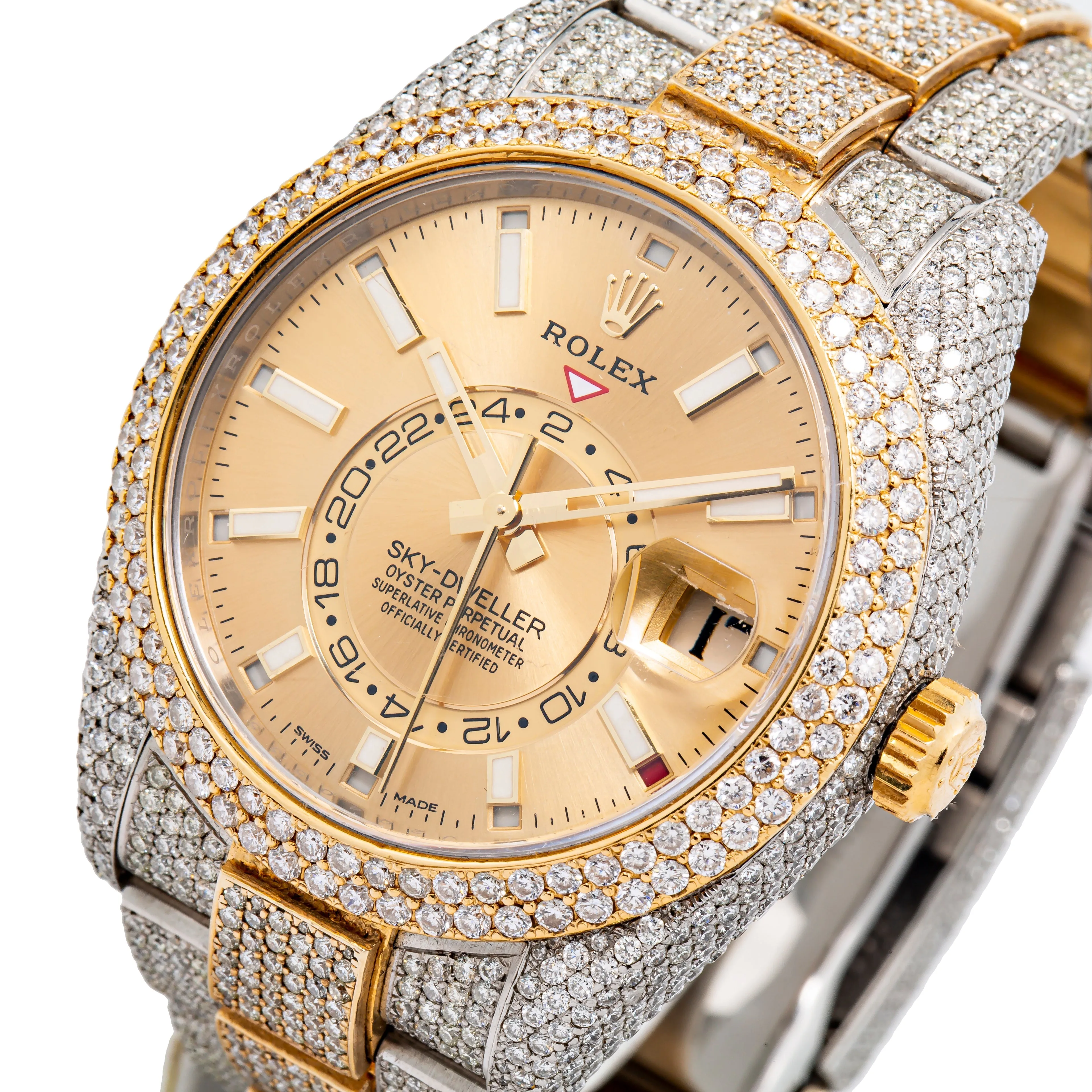 Diamond Rolex Two-Tone Rolex Sky-Dweller 23ctw