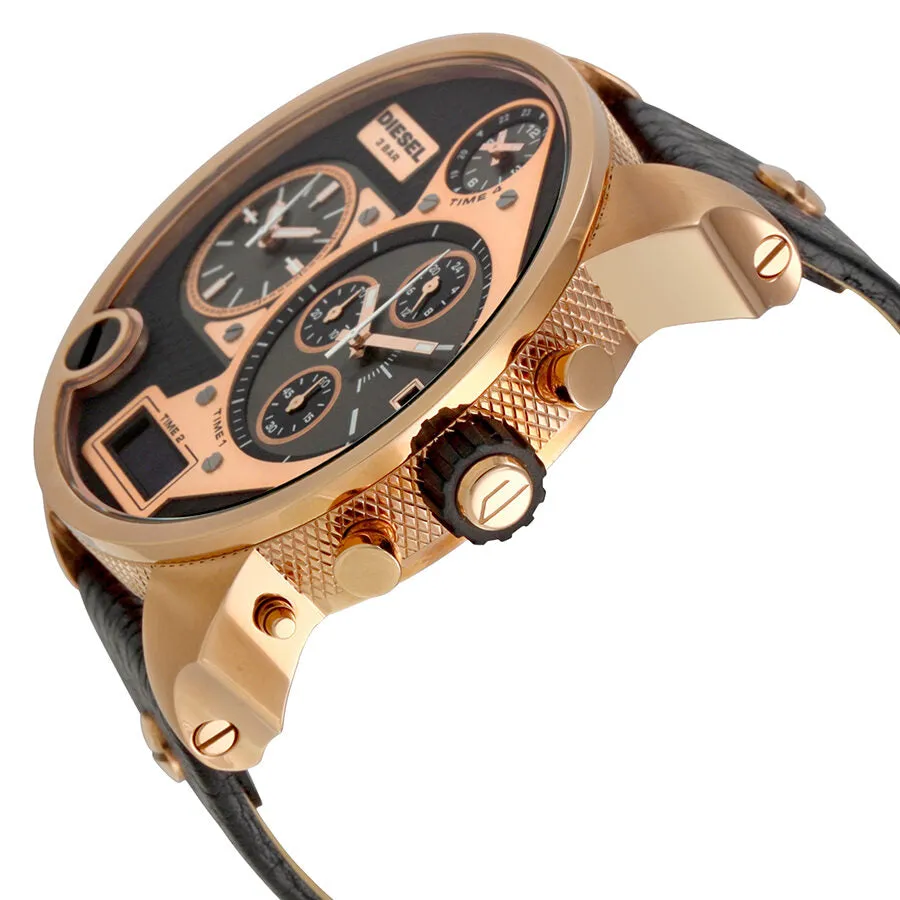 Diesel My Daddy Four Time Zone Dial Black Leather Men's Watch DZ7261
