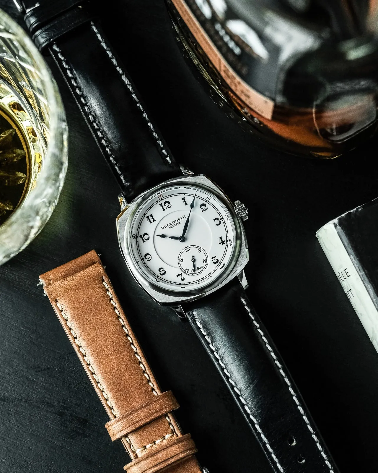 Duckworth Prestex Bolton Small Seconds White Black Leather