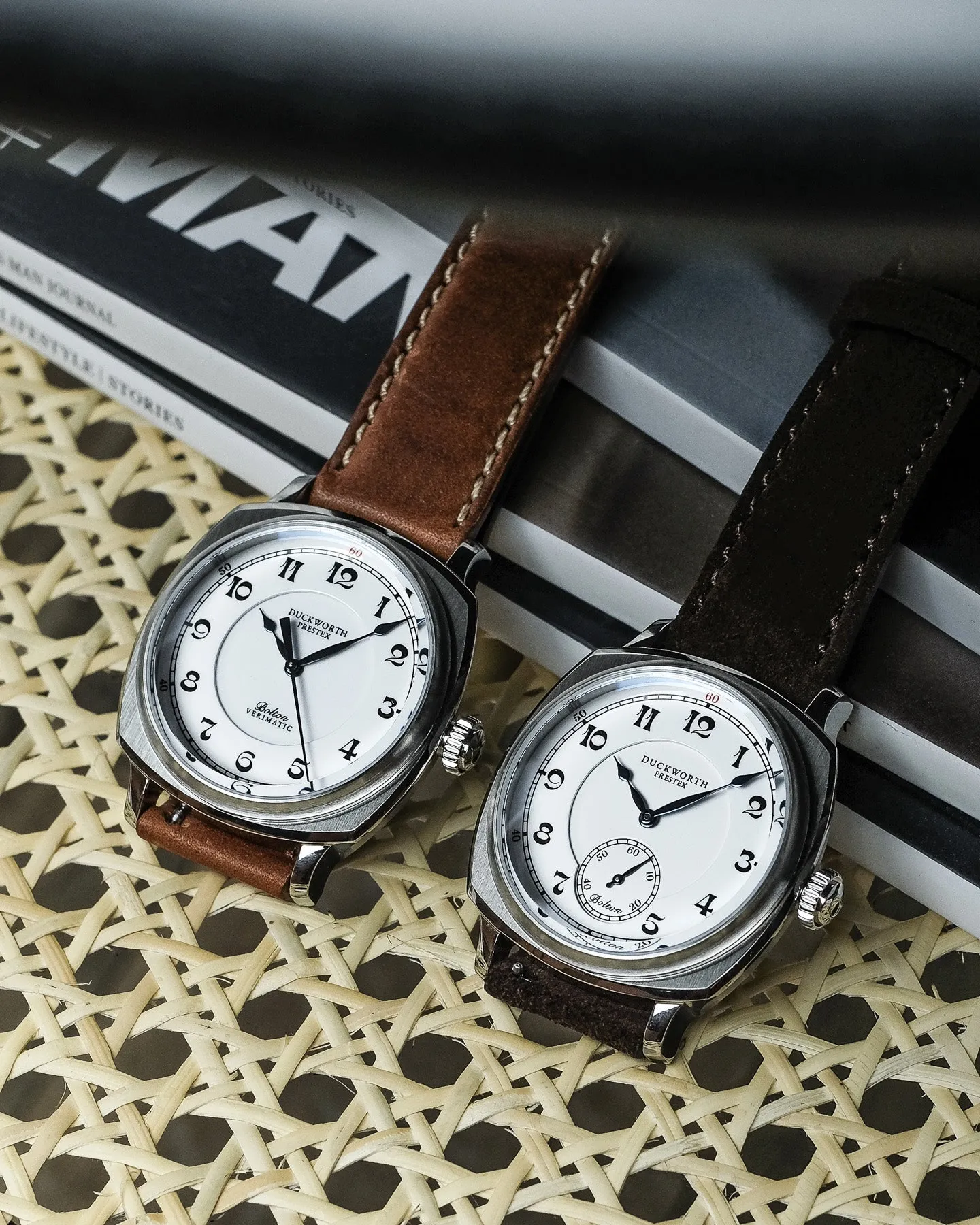 Duckworth Prestex Bolton Small Seconds White Black Leather