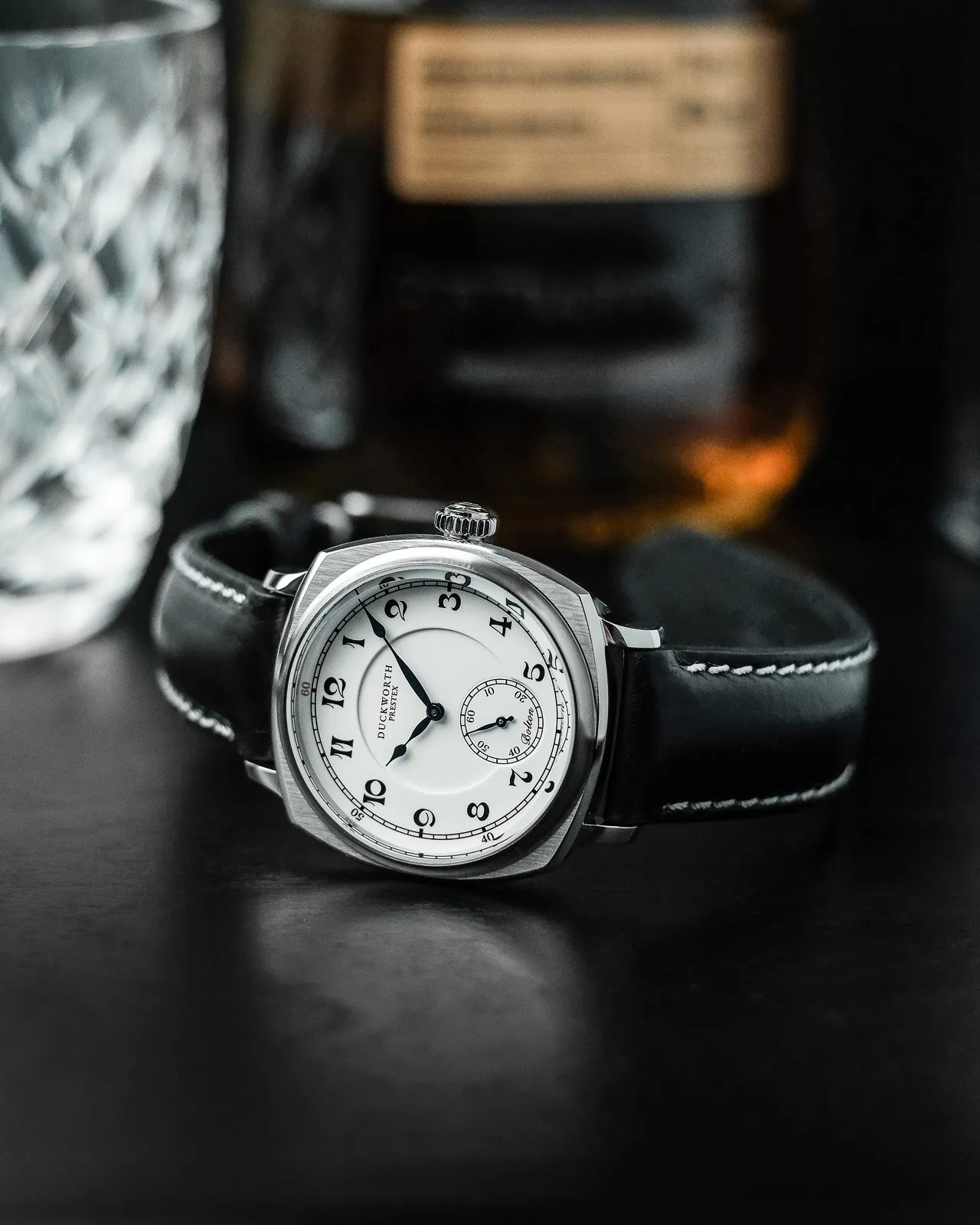 Duckworth Prestex Bolton Small Seconds White Black Leather