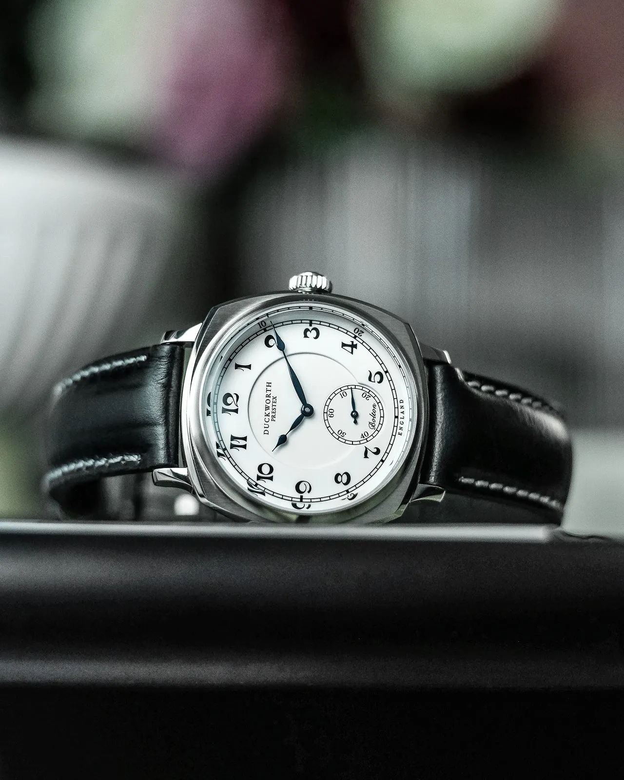 Duckworth Prestex Bolton Small Seconds White Black Leather