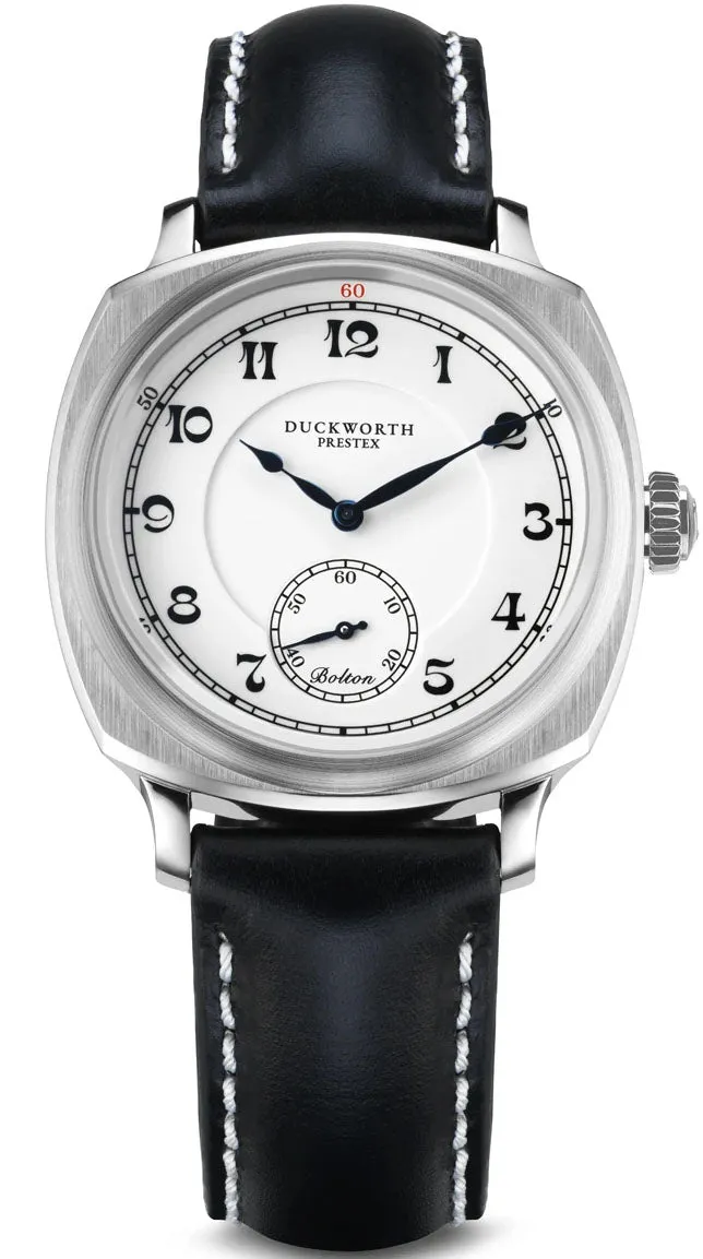 Duckworth Prestex Bolton Small Seconds White Black Leather